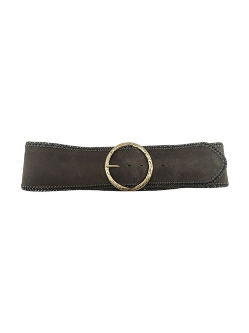 Women's high belt with stitched details in military green Puntovita & Arsenice | PV1620318